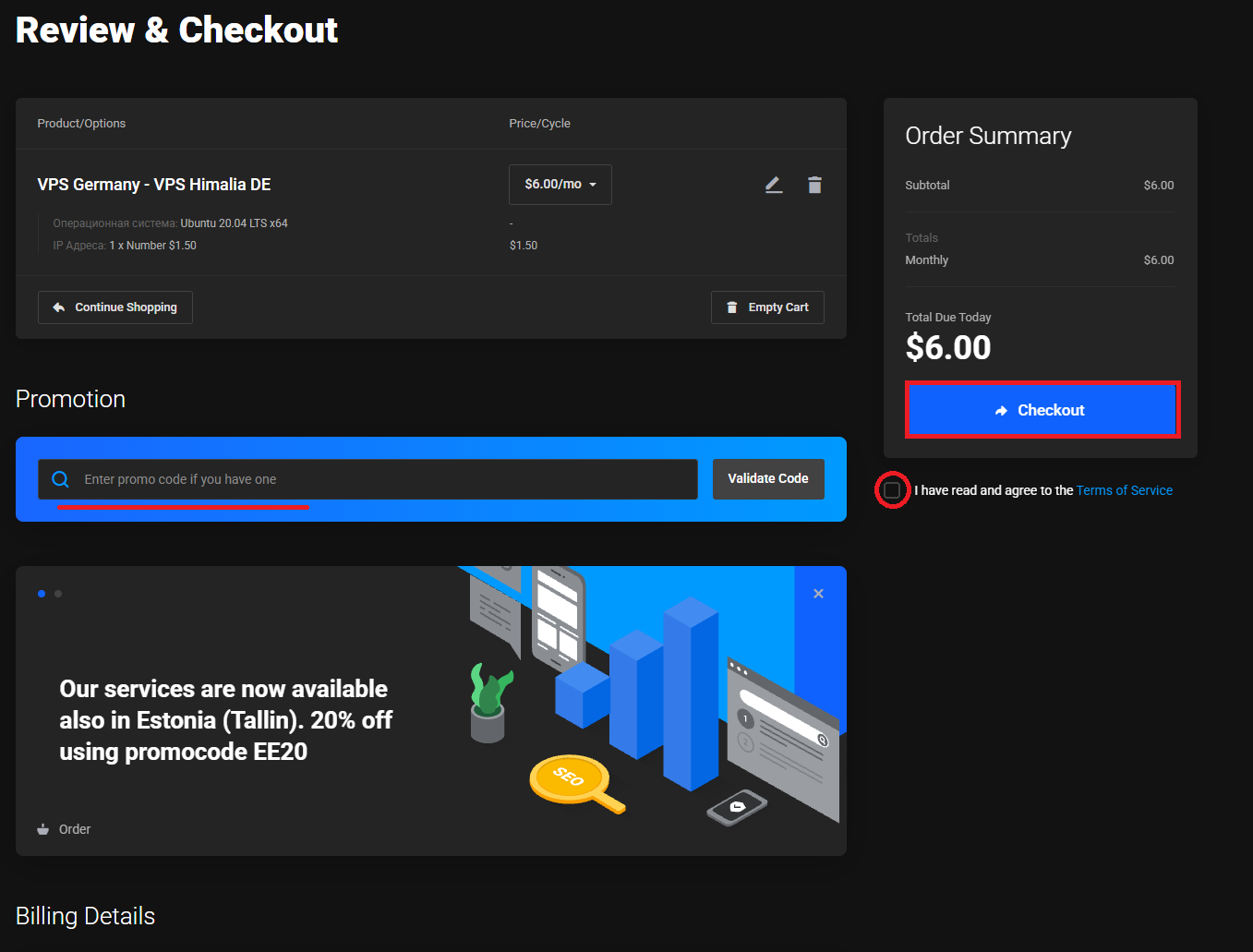 Review & Checkout