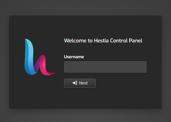 The HestiaCP login page on port 8083