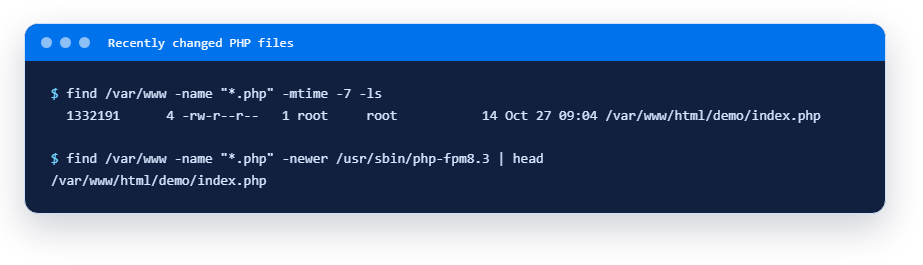 Recently changed PHP files