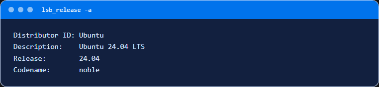 Вывод lsb_release -a: дистрибутив, описание, версия и кодовое имя