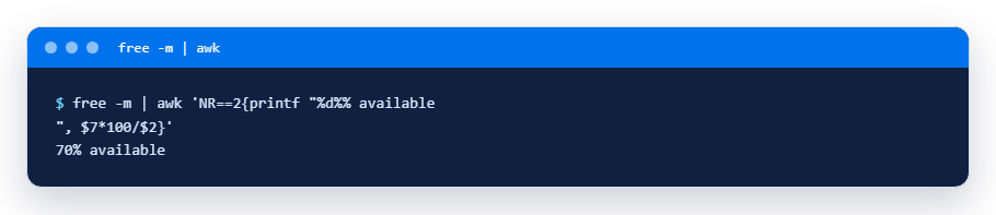 Share of available memory in one line: 70% available